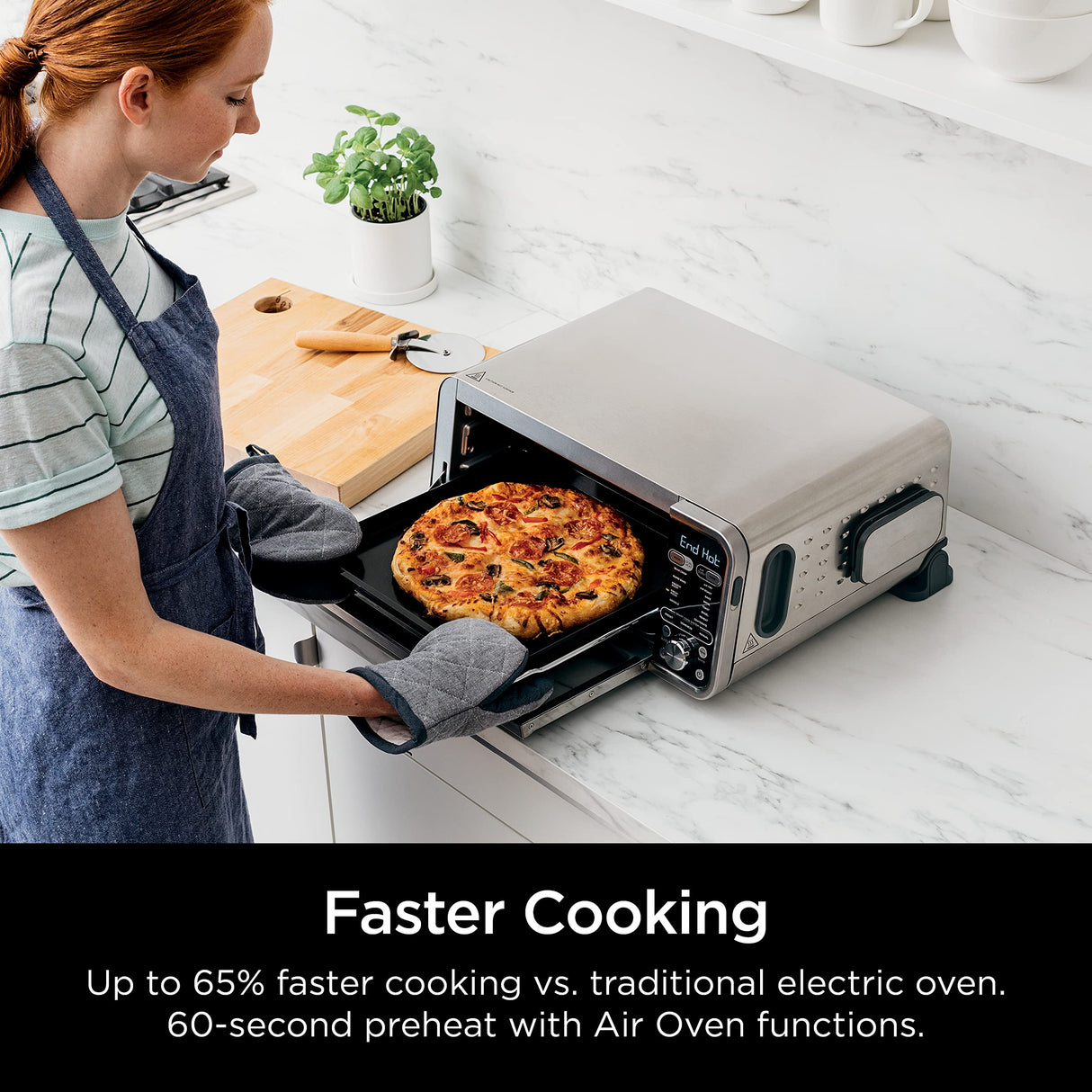 Ninja SP351 Foodi Smart 13-in-1 Dual Heat Air Fry Countertop Oven, Dehydrate, Reheat, Smart Thermometer, 1800-watts, Silver