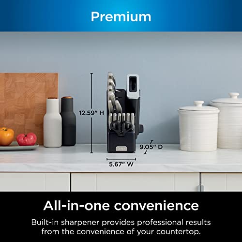 Ninja K62014 Foodi NeverDull Premium 14-Piece German Stainless Steel Knife System with Built-in Sharpener, Stainless Steel/Black